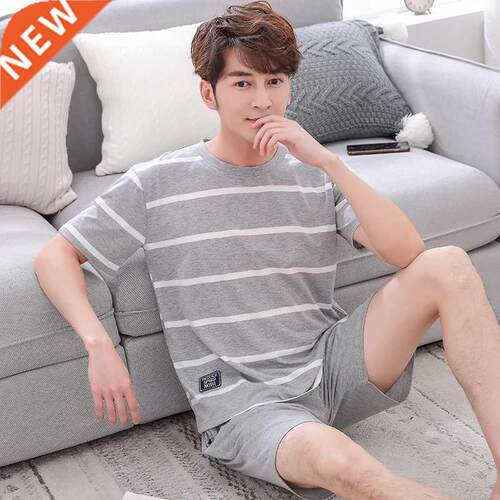2022 Summer Plus Size Casual Striped Cotton Short Sleeve Paj