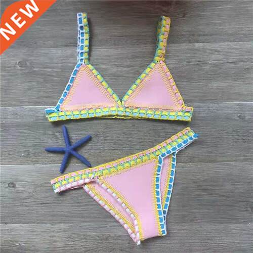 Crochet Swimwear for Female Knitted Swimsuits Neoprene Bikin