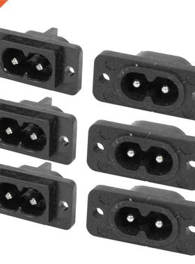 Black 2 Pin IEC320 C8 Screw Mount Inlet Plug Socket AC 250V