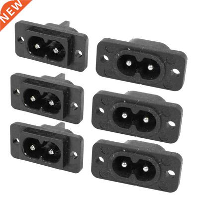 Black 2 Pin IEC320 C8 Screw Mount Inlet Plug Socket AC 250V