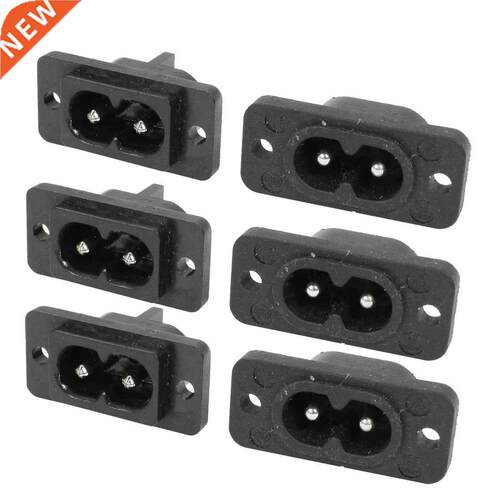 Black 2 Pin IEC320 C8 Screw Mount Inlet Plug Socket AC 250V