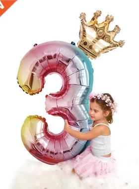 2pcs 32inch Rainbow number Foil Balloons air Balloon birthda