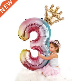2pcs 32inch Rainbow number Foil Balloons air Balloon birthda