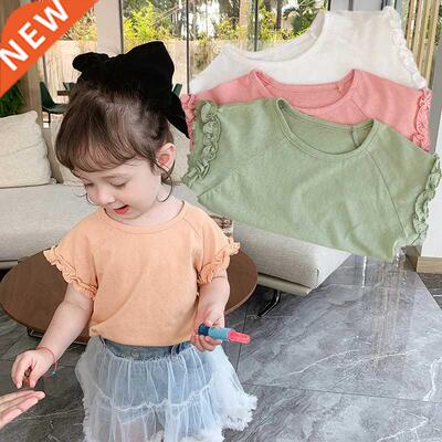 Soft Breathable Toddler Girls Shirt Summer Ruffles Fungus Ed