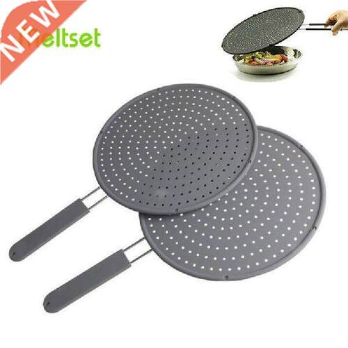 in1 Silicone Splatter Guard Nonstick Oil Pan Lid Kitchen