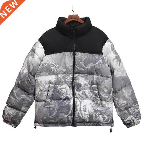 2022 Men's Winter Warm Jacket Coat Patchwork Vintage Paintin
