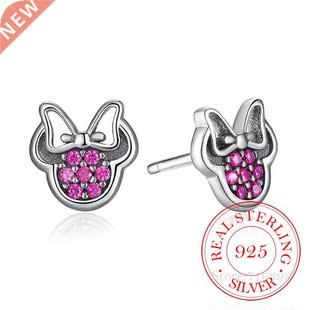 925 Sterling Silver Crystal Cartoon Animal Charm Stud Earrin