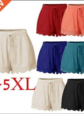 Shorts Women 2022 Summer Explosion Solid Color Lace Female S