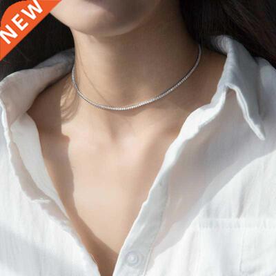 100% Genuine 925 Sterling Silver Necklace Luxury Zircon Chai