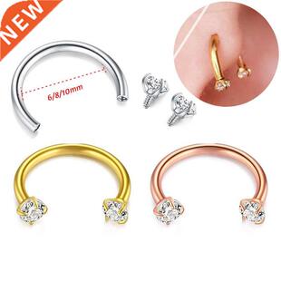 1Pc 1.2x6/8/10mm Steel Zrcon Cartlage Ear Stud Ear Perc