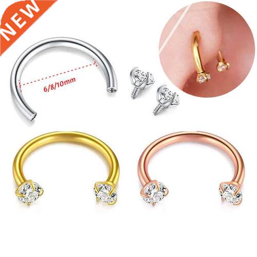 1Pc 1.2x6/8/10mm Steel Zrcon Cartlage Ear Stud Ear Perc