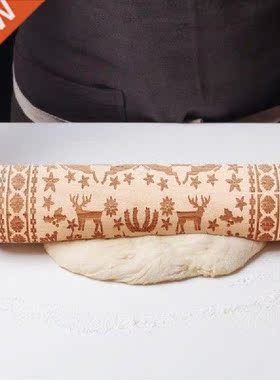 35*5cm Christmas Embossing Rolling Pin Baking Cookies