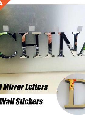 3D Mrror Letters Wall Stckers 26 Englsh Alphabet