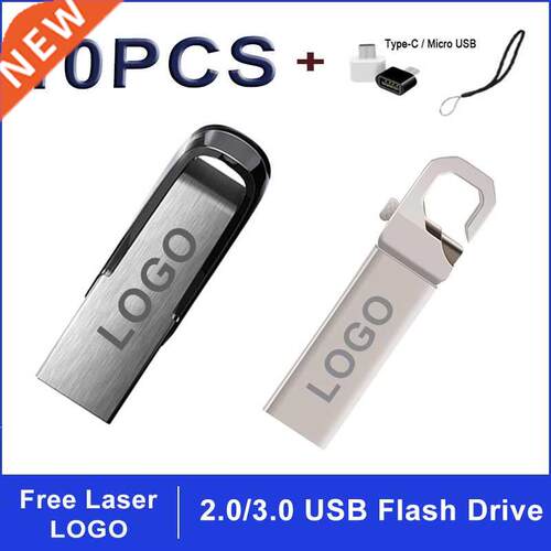 10PCS/Lot Metal USB Fla Drives 2.0 / 3.0 32GB 16GB 64GB Pe
