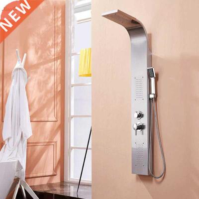 Brushed Nickel Shower Panel Tower Rain Waterfall Massage Bod