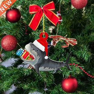 1Pcs Christms Shrk Wooden Pendnts Xms Tree Ornments Hom