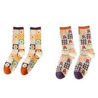 2 Pair Print Cute Long Winter Socks Women Faion New Flower thumbnail 6
