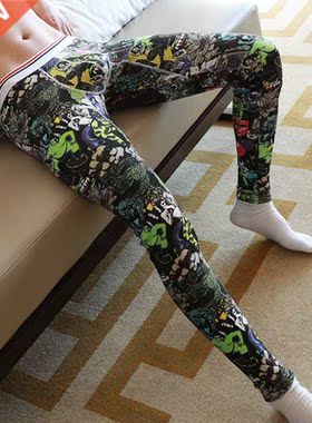 Long Johns flower Printed Thermal Underwear Men's Thermo Und