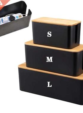 Cable Storage Box Wooden Power Line Storage Case Dustproof C