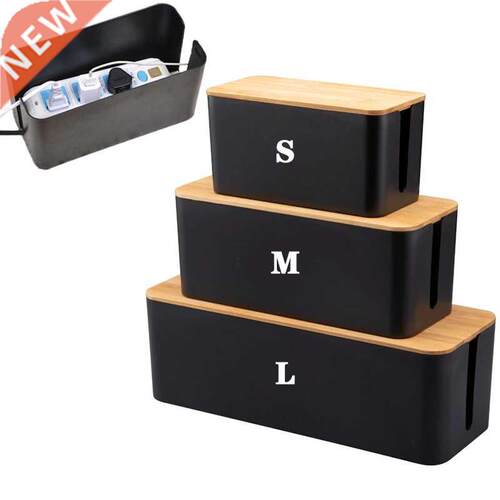 Cable Storage Box Wooden Power Line Storage Case Dustproof C