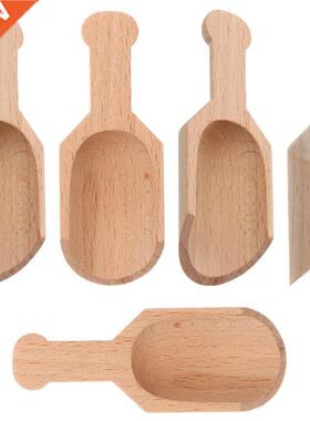 5pcs Wooden Round Handle Scoop Teaspoon Mini Small Salt Shov