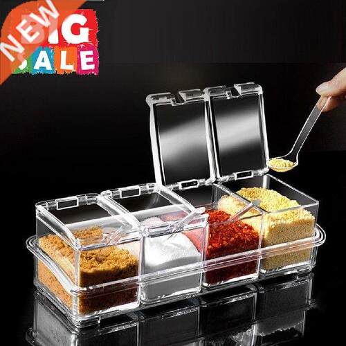Four In One Seasoning Jar With Spoon Spices Transparent
