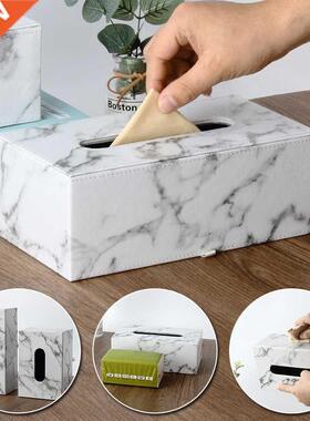 Marble Rectangular Tissue Box PU Leather Tissue Holder
