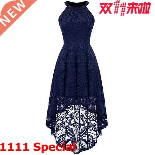 S-XXL summer lace dress with neck hanging挂脖蕾丝大码连衣裙