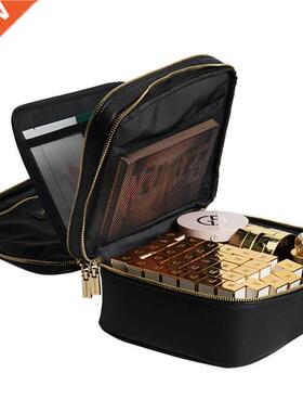 Rownyeon Custom Pu Leather Cosmetic Bag Double-Layer Makeup