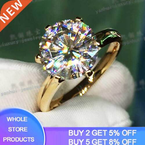 YANHUI Have 18K RGP LOGO Pure Solid Yellow Gold Ring Luxury