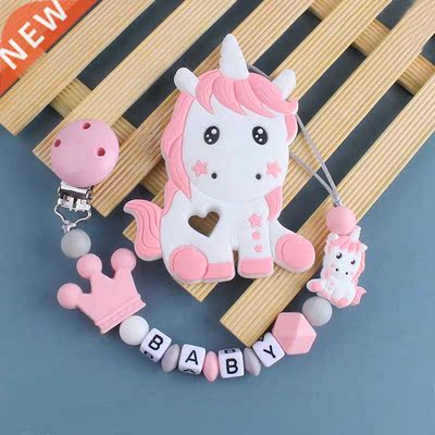 Customizable Letter Unicorn Pacifier Clips Chain Teether Pen
