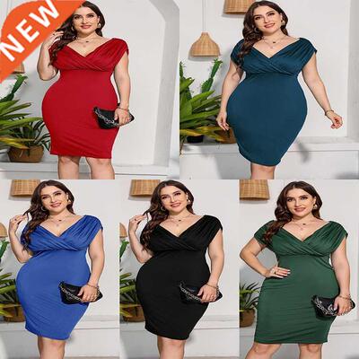L-5xl Full-size Ladies Hip Wrap waist Slimming dress大码裙
