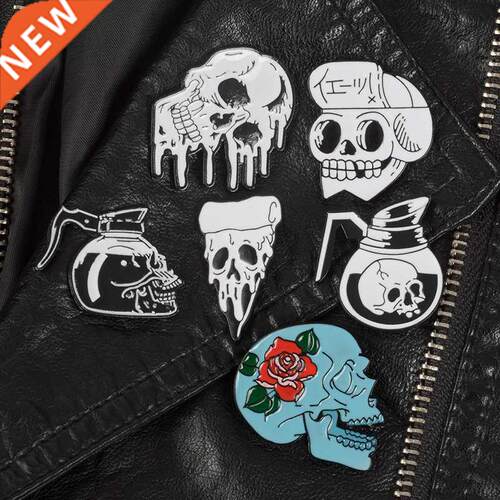Rose Flowers Japanese Surai Ninja Skull pins Coffee Flower