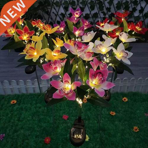 2pcs LED Solar Simulation Orchid Flower Light Home