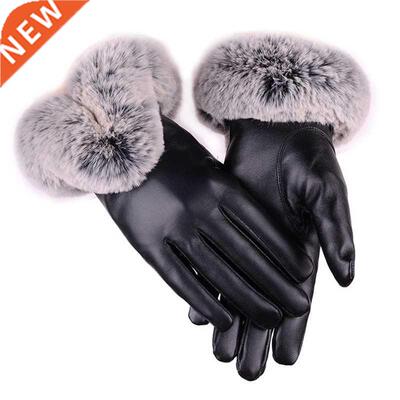 Guantes de invierno para mujer, manoplas de piel sintética