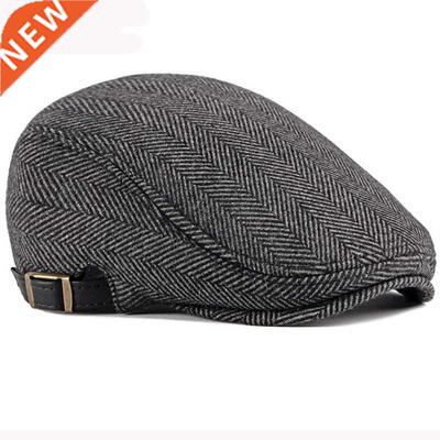 HT2888 Berets Men High Quality Autumn Winter Wool Hat Stripe