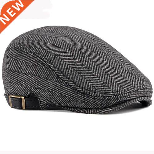 HT2888 Berets Men High Quality Autumn Winter Wool Hat Stripe