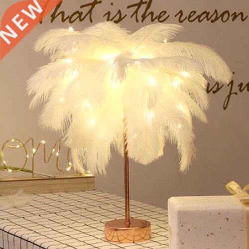 Novelty Feather Night Light Remote Fairy Copper Lamp for