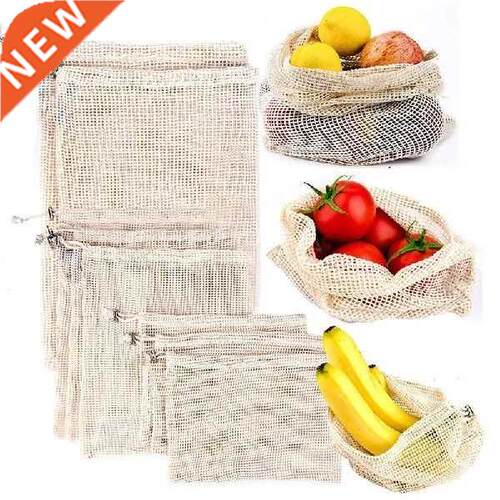 Reusable Cotton Vegetable Bags Home Kitchen Fruit And