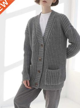 2021 Spring Autumn winter Casual Knit coat wool long cardiga
