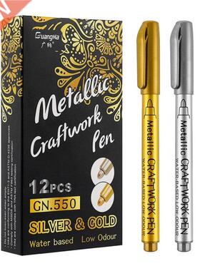 Metallic Waterproof Permanent Paint Marker Pens Gold And