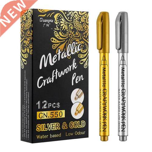 Metallic Waterproof Permanent Paint Marker Pens Gold And