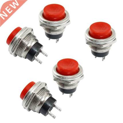 5 Pcs SPDT Red Round Momentary Pu Button Switch 3A 125V 1.