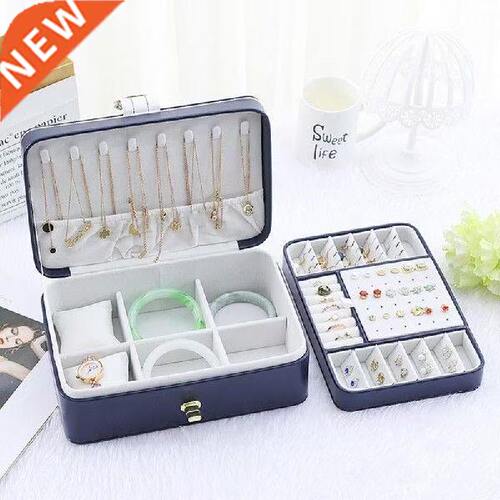 New Double Layer PU Jewelry Box Portable Leather Jewelry