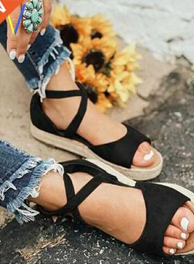 plus size women sandals 2019 summer black Roman flat oes
