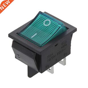Green Light 4 Pin DPST ON/OFF Snap in Rocker Switch 15A 30A