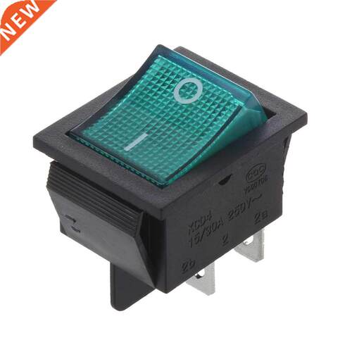 Green Light 4 Pin DPST ON/OFF Snap in Rocker Switch 15A 30A