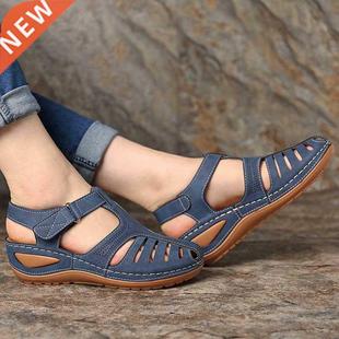 Woman Summer Vintage Wedge Sandals Buckle Casual Sewing Wome