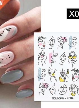 Harunouta Black Lines Flower Leaves Water Decals Stickers Fl