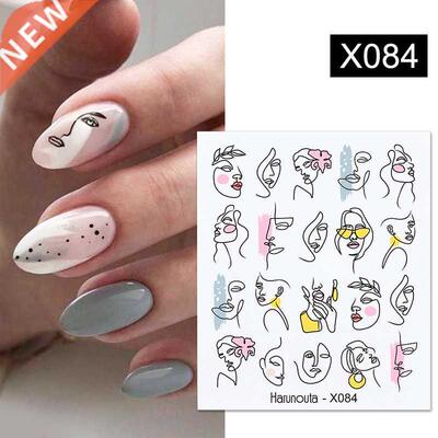 Harunouta Black Lines Flower Leaves Water Decals Stickers Fl